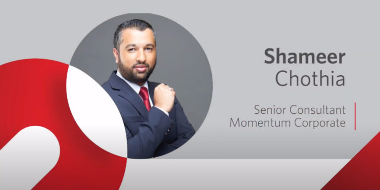 A Momentum Corporate branded image of Shameer Chothia.