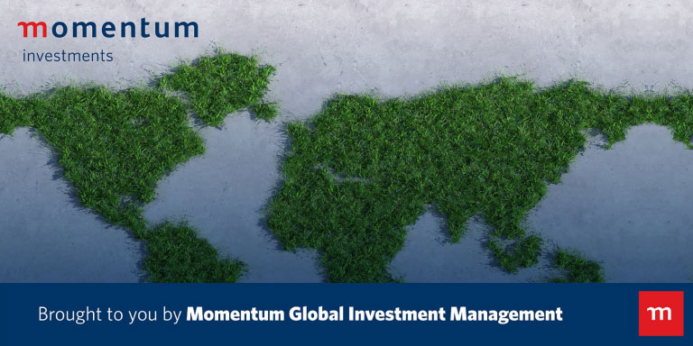 A beach, sand and grass representation of the globe to showcase Momentum Investments global equity offering.